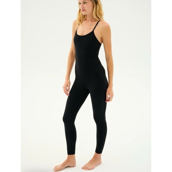 Splits59 Solid Black Tank Airweight Jumpsuit Built In Bra Medium - Picture 8 of 10